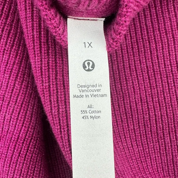 Lululemon Cotton Blend Mock Neck Sweater Heathered Wild Berry 1X NEW - Picture 4 of 5